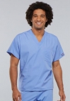 Ceil Blue Unisex V-Neck Scrub Top - Wilson Tech logo Huntington
